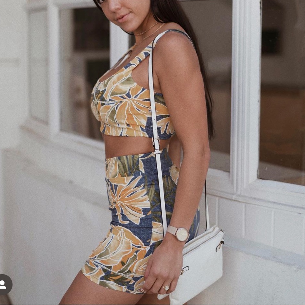 HoneyBum Tropical two piece skirt set